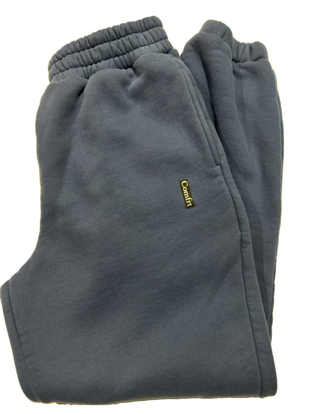 Comfrt Unisex Blue Fleece Sweatpants M Regular Tapered Pull-On Elastic Waist